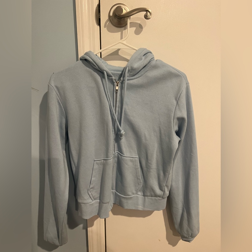 Light blue cropped zip up